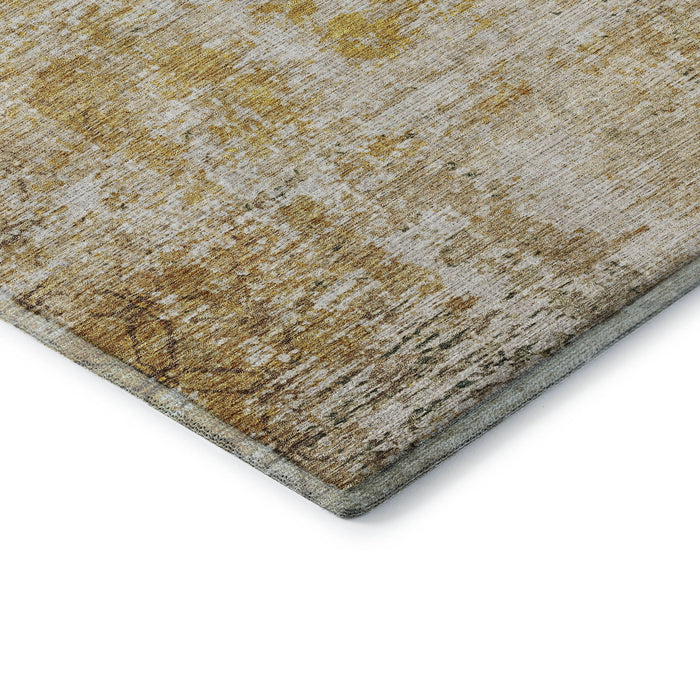 10' X 14' Geometric Washable Area Rug With UV Protection (688087) - Gold / Ivory / Beige