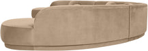 Meridian Furniture Avra 189-inch velvet performance fabric sectional with plush upholstered cushions and modern design.