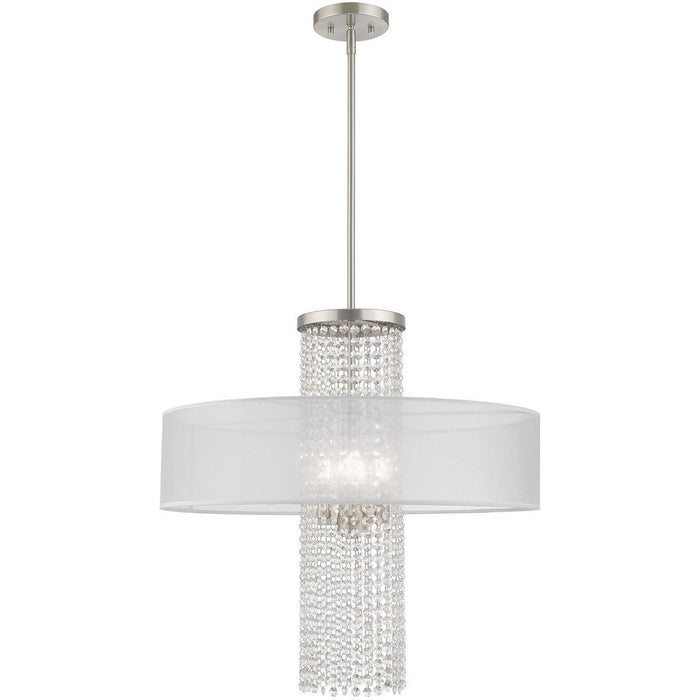 33'' Four Light Dimmable Chandelier With Shades - Nickel