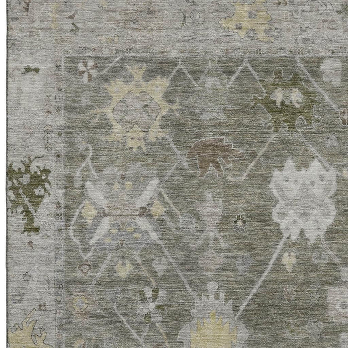 10' X 14' Oriental Washable Area Rug With UV Protection (714985) - Pewter / Gray