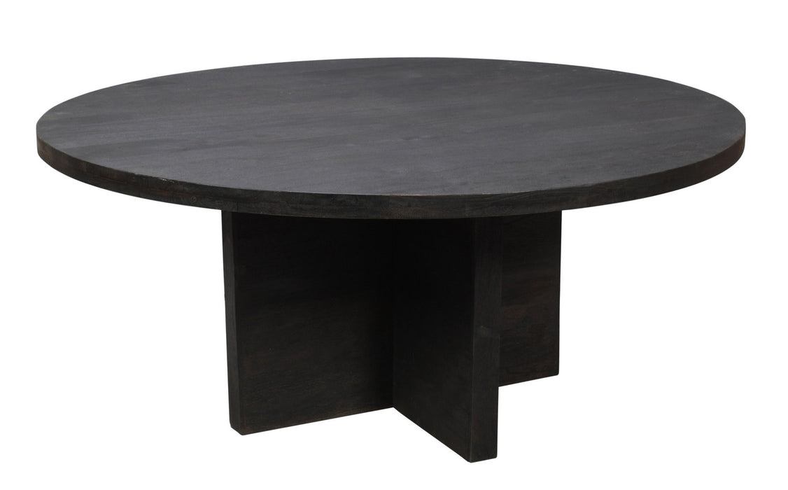Solid Wood Pedestal Base Round Top Dining Table - Gray