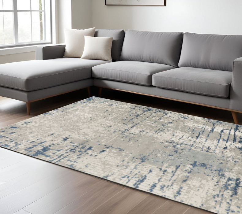 10' X 14' Abstract Distressed Area Rug - Ivory
