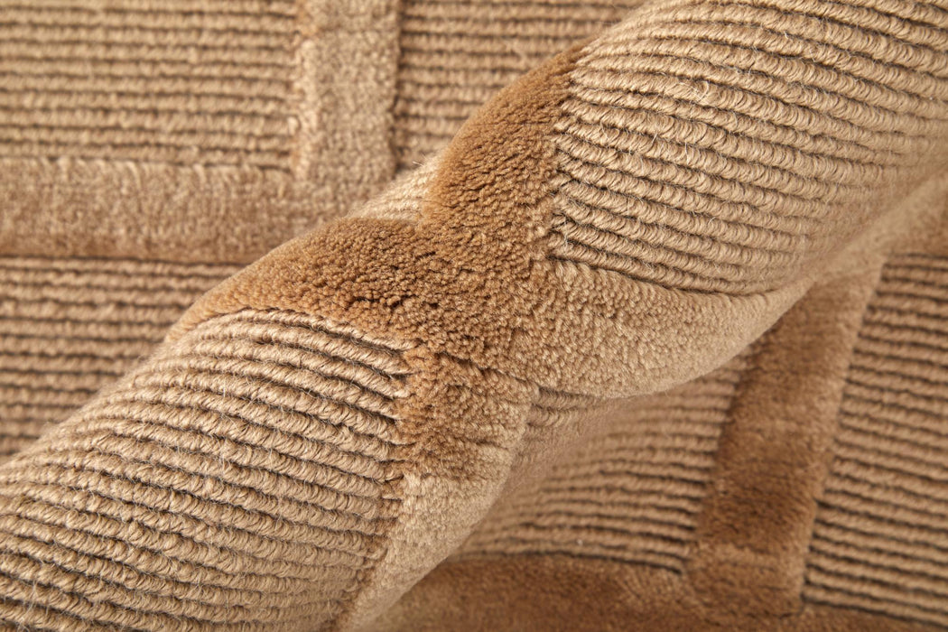 8' X 10' Wool Geometric Hand Knotted Area Rug (744236) - Tan / Brown