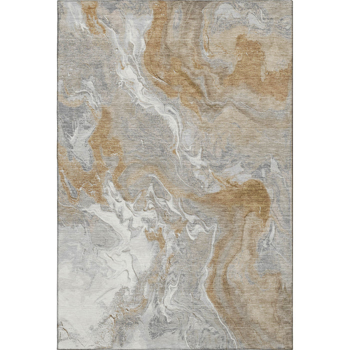 10' X 14' Abstract Washable Area Rug With UV Protection (697074) - Graphite / Beige / Ivory