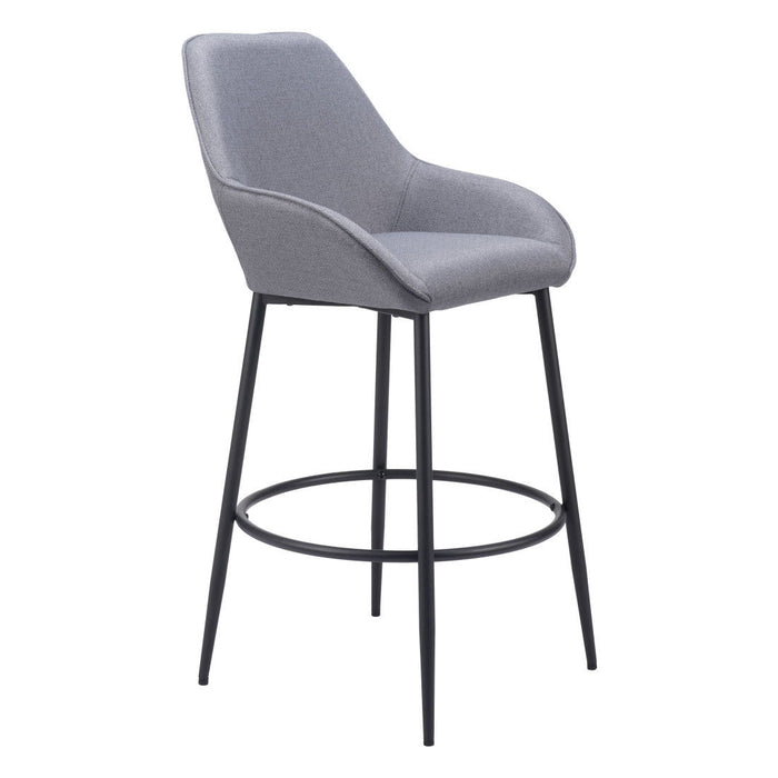 30" Fabric And Steel Bar Height Bar Chairs (Set of 2) - Gray And Black
