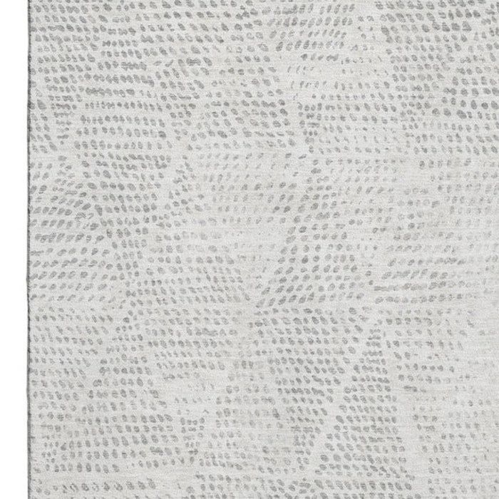 10' X 14' Diamond Washable Area Rug With UV Protection (650614) - Silver / Ivory