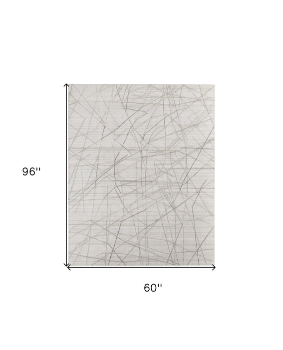 5' x 8' Abstract Hand Woven Area Rug - Ivory