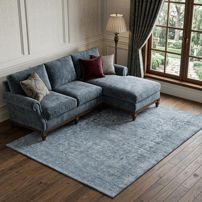 10' X 14' Oriental Washable Area Rug With UV Protection (695840) - Blue / Gray