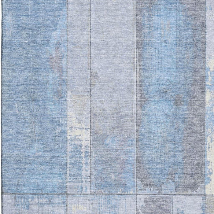 10' X 14' Geometric Washable Area Rug With UV Protection (706571) - Sky Blue / Gray
