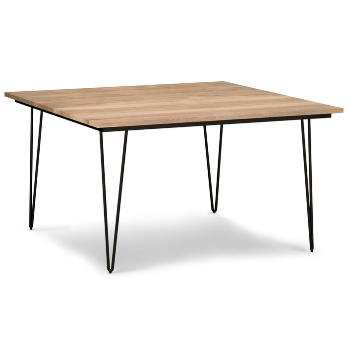 Solid Wood Steel Square Dining Table - Natural / Black