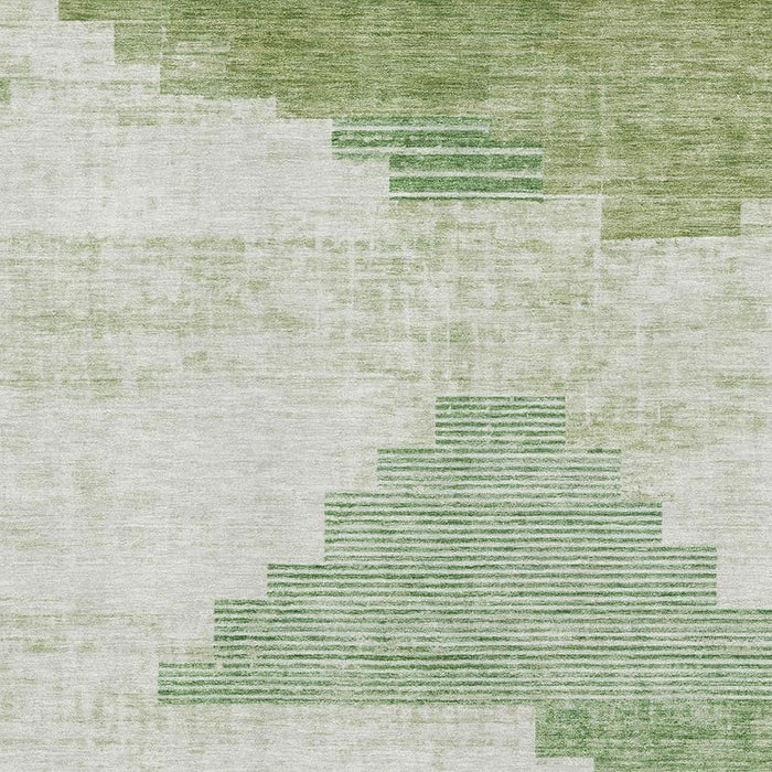 10' X 14' Geometric Washable Area Rug With UV Protection (704945) - Sage / Ivory
