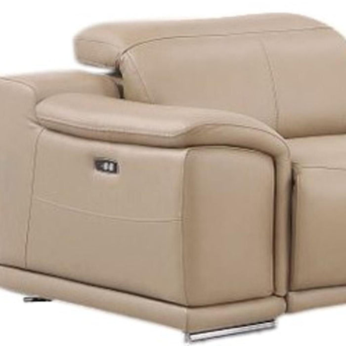 Leather Modular L Shaped 8 Piece Corner Sectional With Console - Beige
