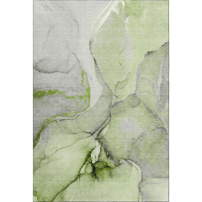 8' X 10' Abstract Washable Area Rug With UV Protection (646826) - Green / Gray / Ivory