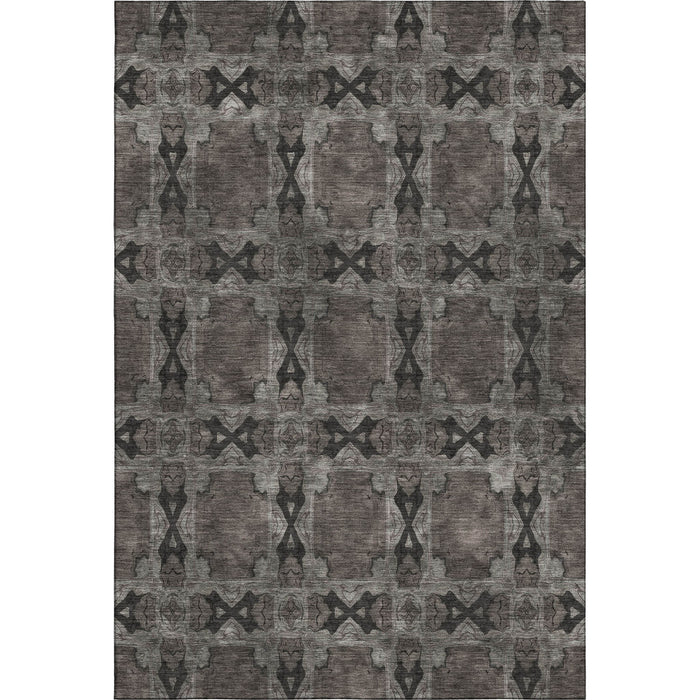 8' X 10' Floral Medallion Washable Area Rug With UV Protection (649484) - Gray / Charcoal