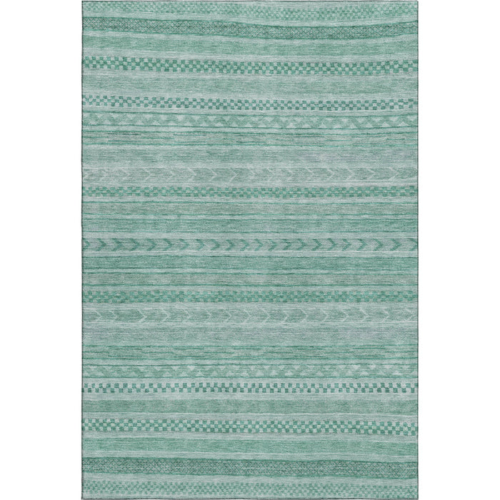 10' X 14' Striped Washable Area Rug With UV Protection (695222) - Turquoise / Teal