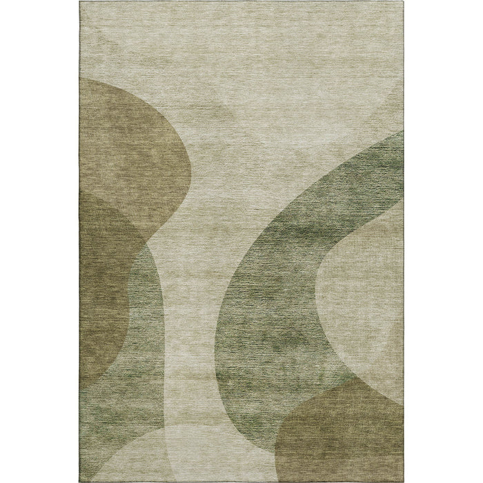 10' X 14' Geometric Washable Area Rug With UV Protection (654826) - Beige / Olive Green