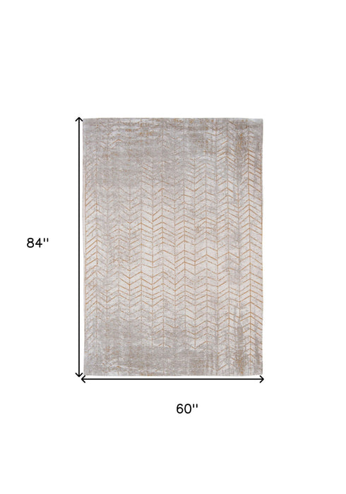 6' x 8' Chevron Non Skid Area Rug - Gray And Yellow