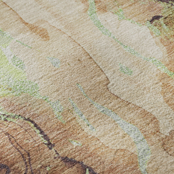 10' X 14' Abstract Washable Area Rug With UV Protection (701323) - Coffee / Mint Green / Beige