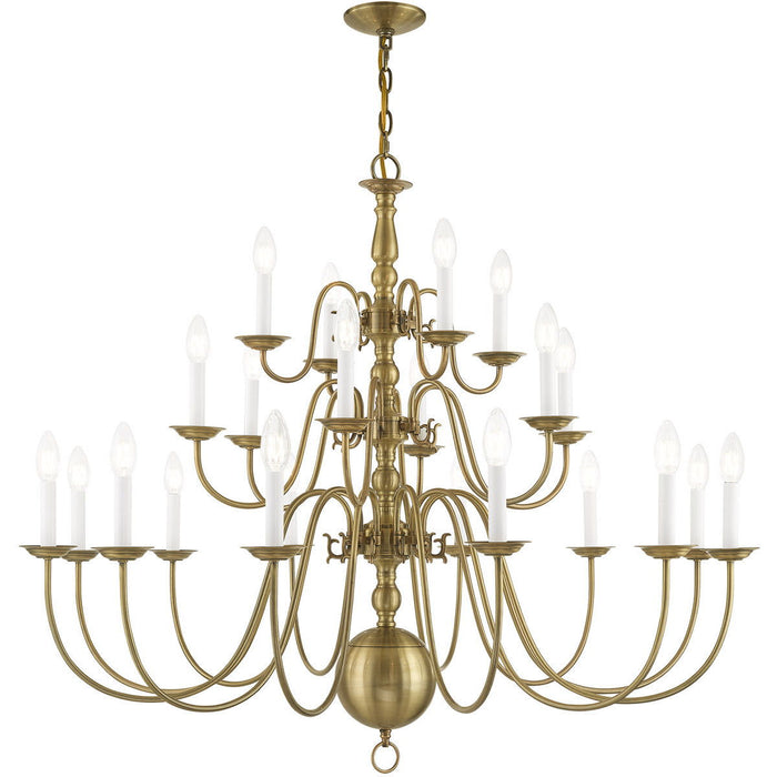 Multi Light Dimmable Chandelier With Shades - Antiqued Brass