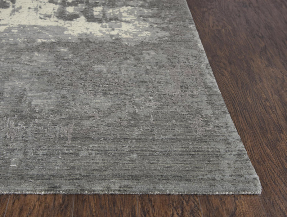 9' X 12' New Zealand Lambs Wool Abstract Hand Carved Handmade Area Rug (747059) - Gray / Ivory