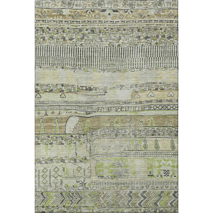 10' X 14' Striped Washable Area Rug With UV Protection (705197) - Beige / Green / Gray