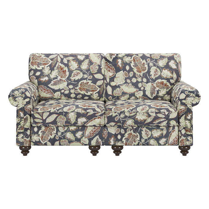 Floral Loveseat - Sage / Navy Blue