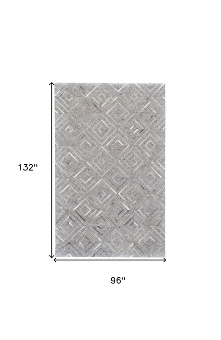 8' x 11' Geometric Hand Woven Area Rug - Gray Taupe And Ivory