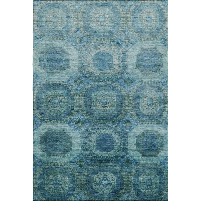 10' X 14' Abstract Geometric Washable Area Rug With UV Protection (708940) - Blue / Sky Blue