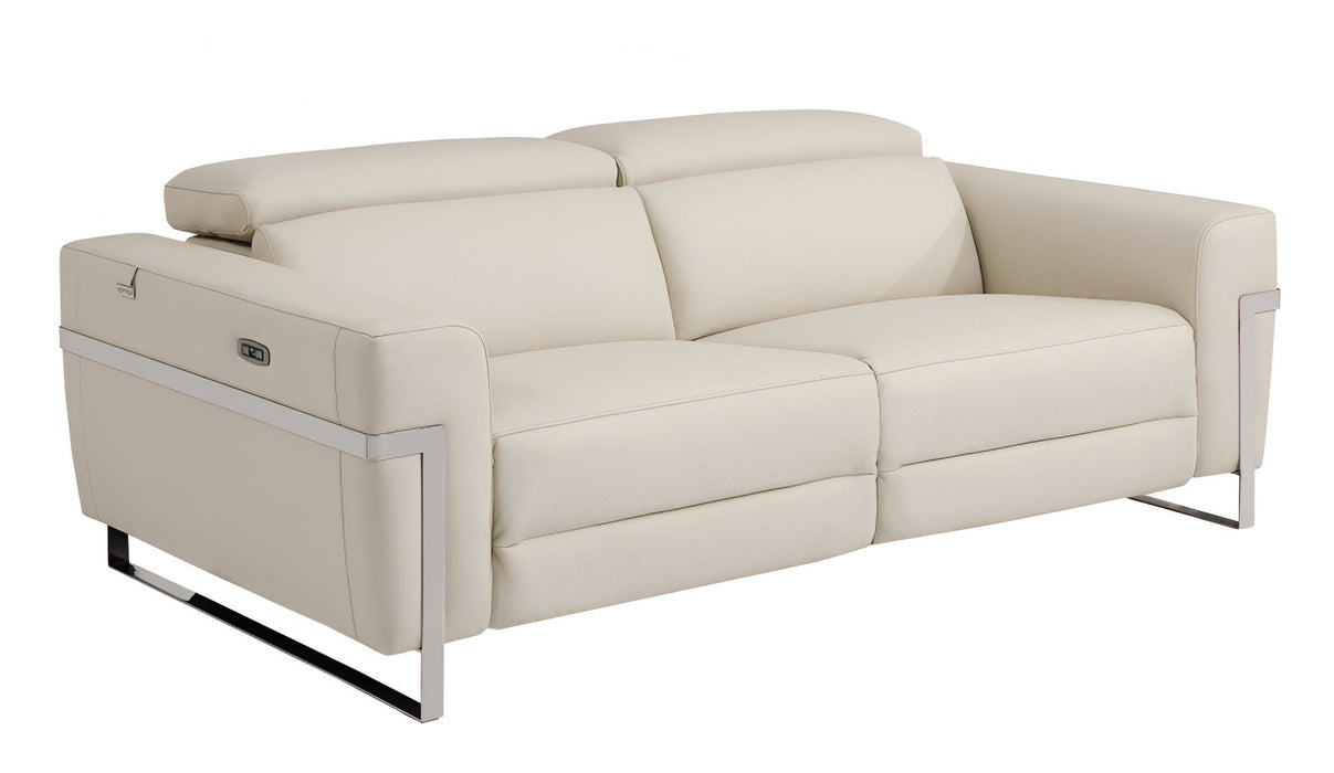 Italian Leather USB Reclining Sofa - Beige