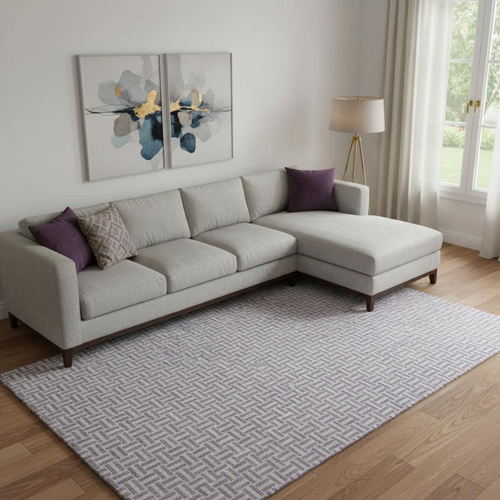 10' X 14' Geometric Washable Area Rug With UV Protection (672428) - Lavender / Ivory