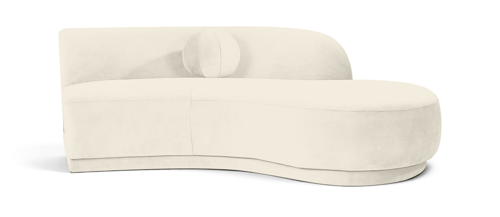 Meridian Furniture Avra 86-inch velvet upholstered stationary sofa with plush cushions and sleek design, perfect for modern living rooms.