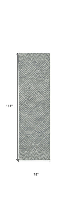 7' x 10' Hand Tufted Space Dyed Geometric Indoor Area Rug - Denim Blue