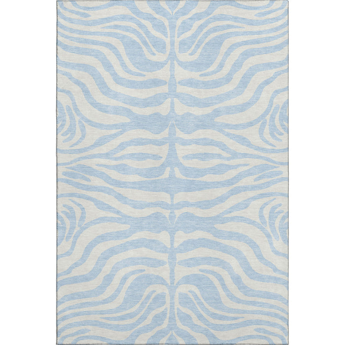 10' X 14' Animal Print Washable Area Rug With UV Protection (681809) - Sky Blue / Ivory