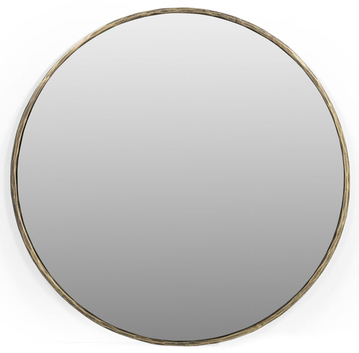 36" Round Iron Framed Accent Mirror - Brass
