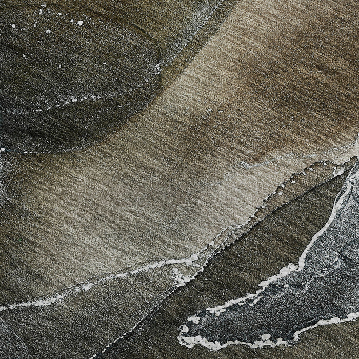 10' X 14' Abstract Washable Area Rug With UV Protection (646692) - Orange / Charcoal