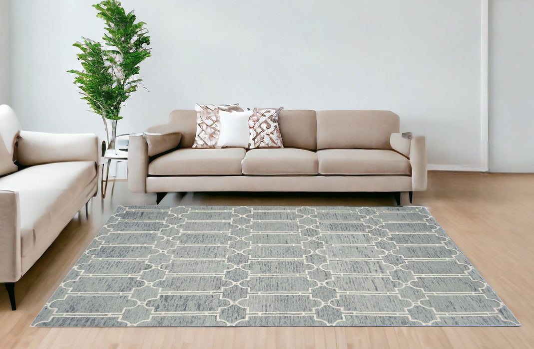 8' x 10' Hand Tufted Geometric Indoor Area Rug - Slate Blue