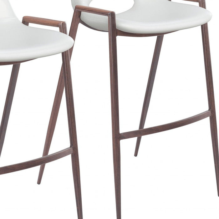 29" Steel Low Back Bar Height Bar Chairs (Set of 2) - White And Brown