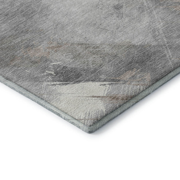 10' X 14' Striped Washable Area Rug With UV Protection (694309) - Taupe / Gray / Silver