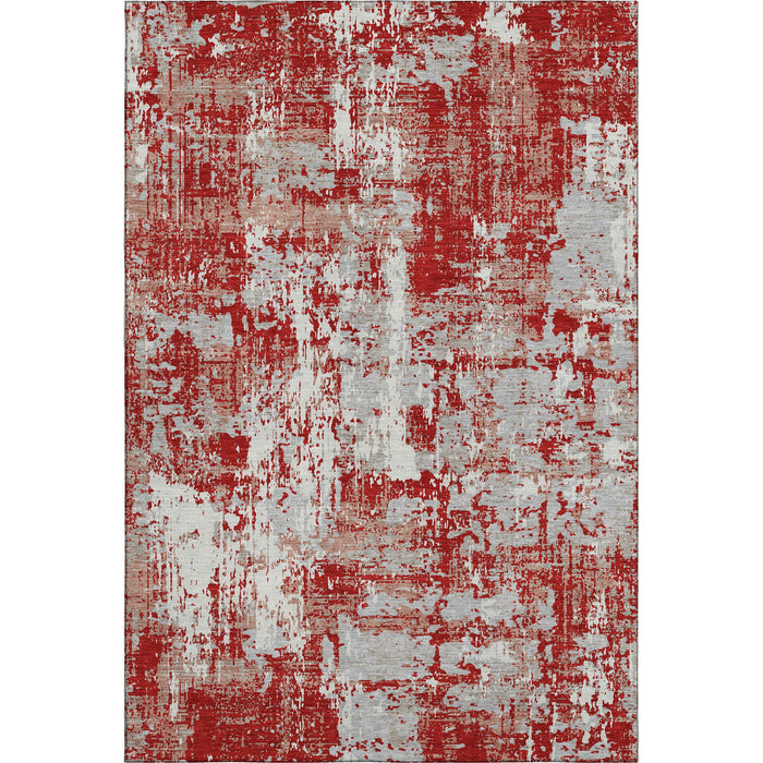 10' X 14' Abstract Washable Area Rug With UV Protection (679156) - Red / Gray / Ivory