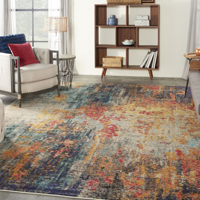 9' X 12' Abstract Non Skid Area Rug - Navy Blue