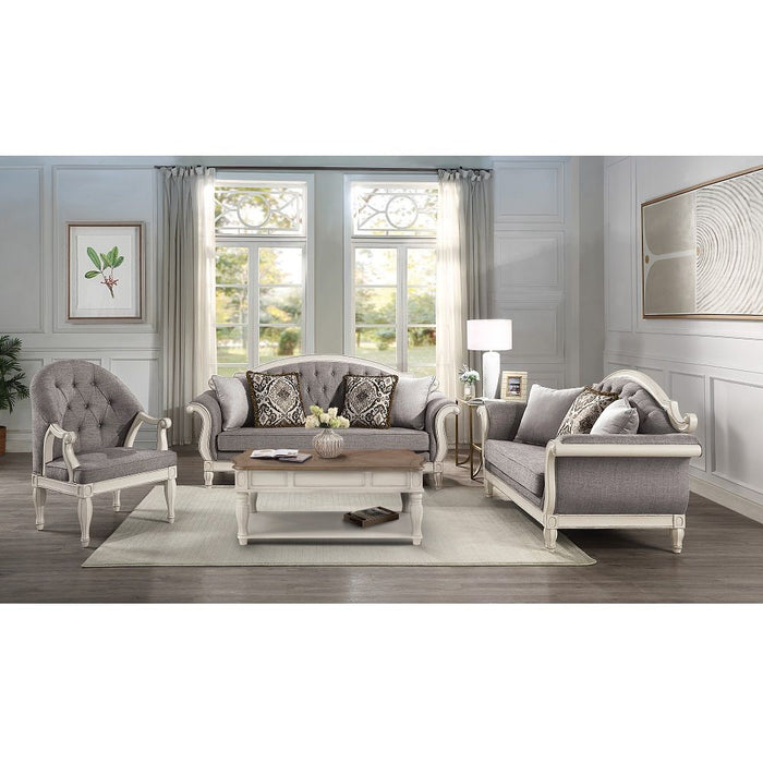 Florian - Sofa With 4 Pillows - Gray & Antique White