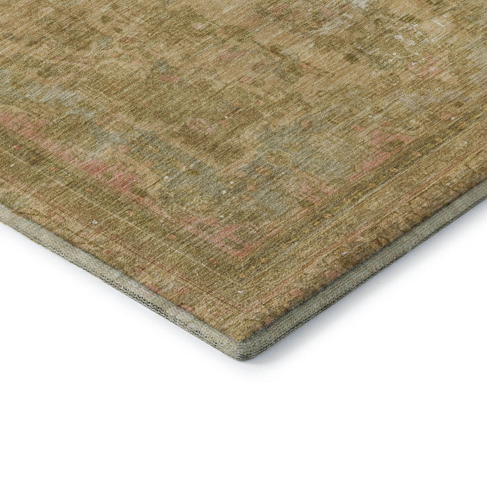 10' X 14' Floral Medallion Washable Area Rug With UV Protection (695900) - Coral / Beige