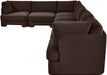 Meridian Furniture Hammond velvet performance fabric 7-piece sectional with plush cushions and modern design in a stylish living room setting.