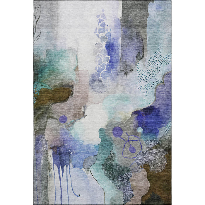 10' X 14' Abstract Washable Area Rug With UV Protection (714769) - Brown / Teal