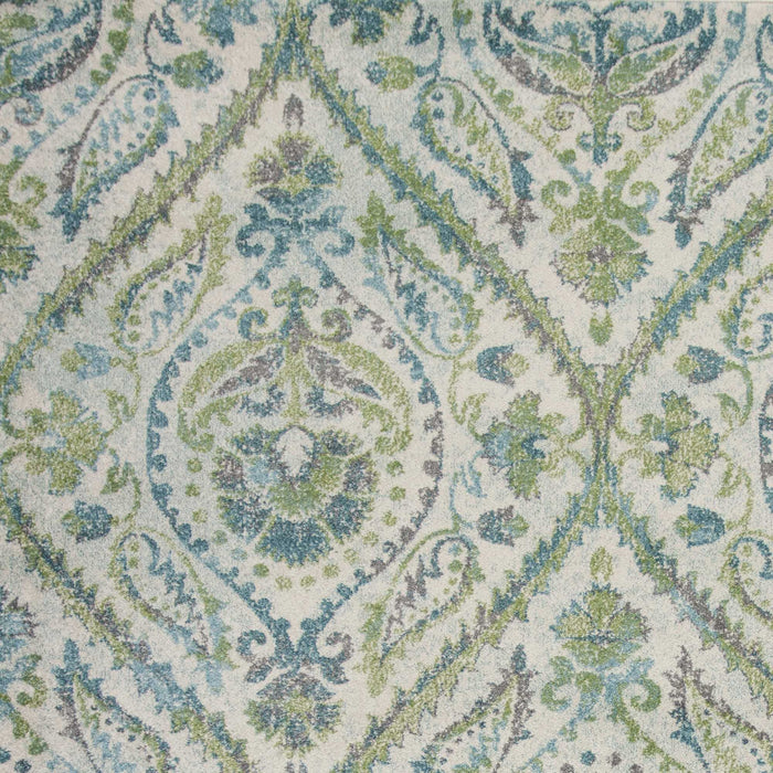 9' x 13' Polypropylene Area Rug - Ivory Or Teal
