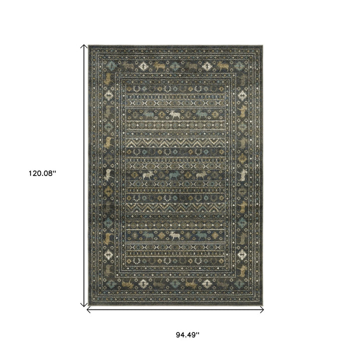 8' X 10' Southwestern Area Rug - Blue And Gold