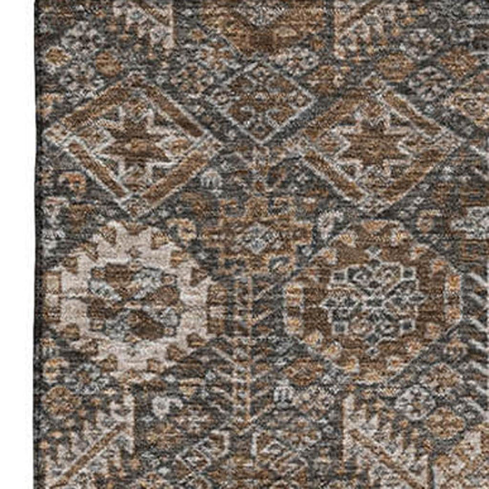 10' X 14' Tribal Washable Area Rug With UV Protection (649864) - Chocolate / Gray