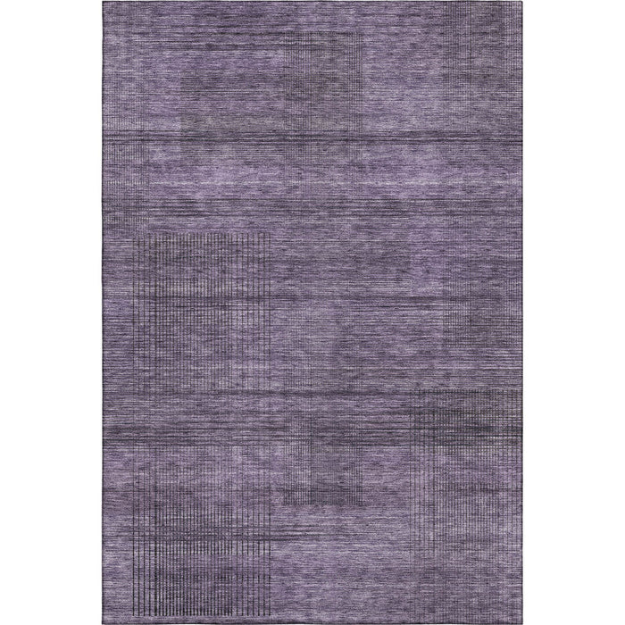 10' X 14' Striped Washable Area Rug With UV Protection - Plum And Gray