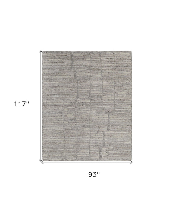 8' x 10' Abstract Hand Woven Worn Faded Area Rug - Taupe And Gray