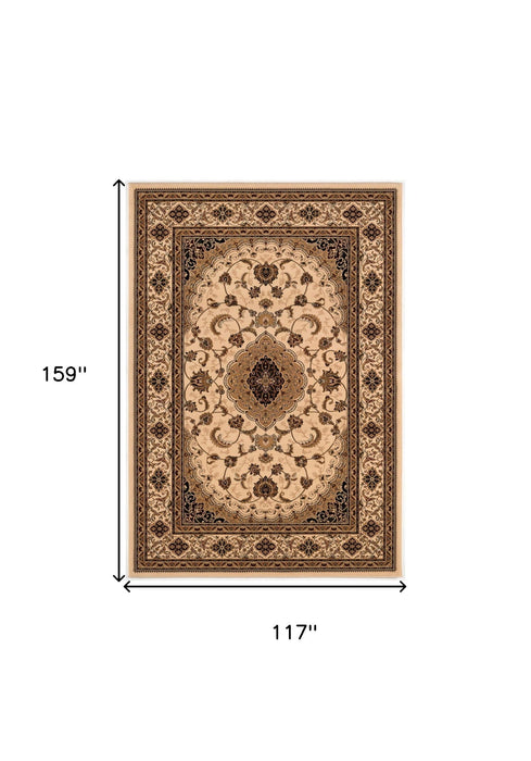10' x 13' Oriental Washable Non Skid Area Rug - Beige And Black